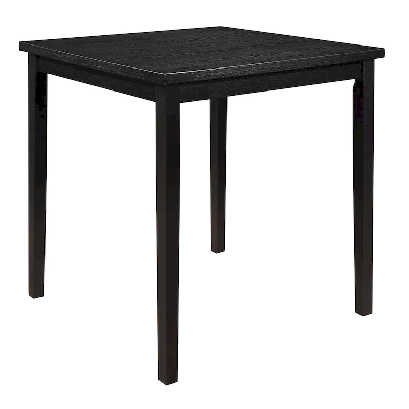 Table de comptoir de 36 pouces de haut, plateau carré 4 places, bois massif noir
