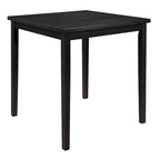 Table de comptoir de 36 pouces de haut, plateau carré 4 places, bois massif noir