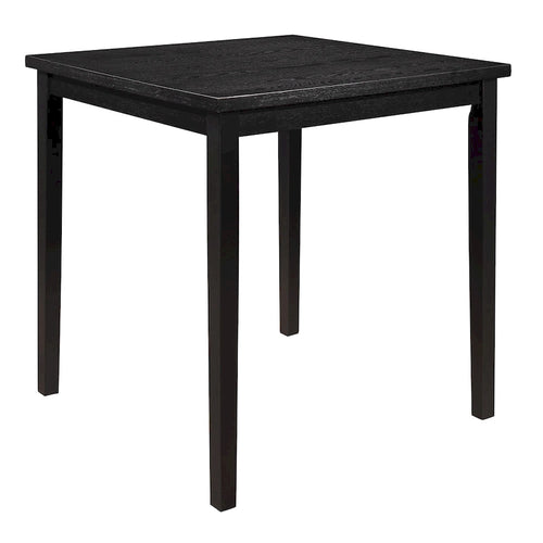 Table de comptoir de 36 pouces de haut, plateau carré 4 places, bois massif noir