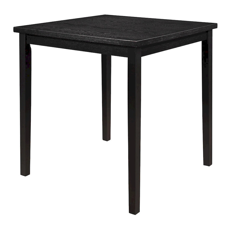 Table de comptoir de 36 pouces de haut, plateau carré 4 places, bois massif noir