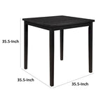Table de comptoir de 36 pouces de haut, plateau carré 4 places, bois massif noir