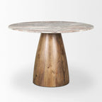Table à manger sur piédestal, marbre rose et brun moyen rond - 42.0L x 42.0W x 30.0H