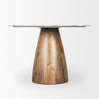 Table à manger sur piédestal, marbre rose et brun moyen rond - 42.0L x 42.0W x 30.0H