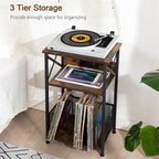 Meuble support pour tourne-disque avec station de charge – 15,75 x 11,41 x 25,59
