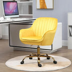 Chaise de bureau pivotante à 360 degrés en velours moderne avec base dorée