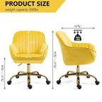Chaise de bureau pivotante à 360 degrés en velours moderne avec base dorée