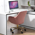 Chaise de bureau pivotante à 360 degrés en velours moderne avec base dorée