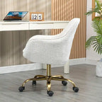 Chaise de bureau pivotante à 360 degrés en velours moderne avec base dorée