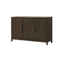 Vaisselier Buffet de 56 Pouces, 3 Portes, Poignées Métalliques, Marron