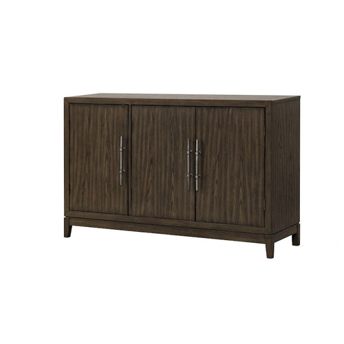 Vaisselier Buffet de 56 Pouces, 3 Portes, Poignées Métalliques, Marron