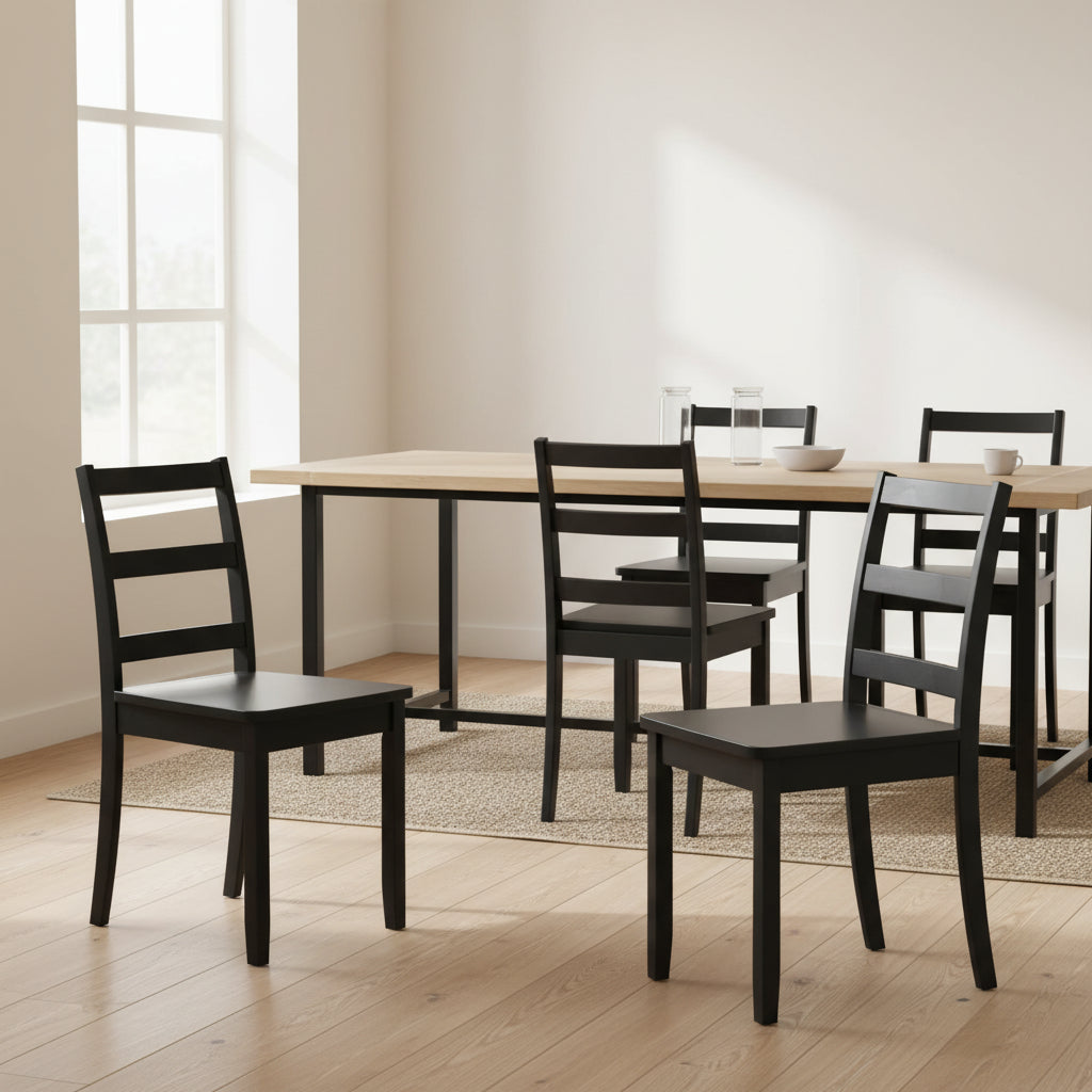 Gymax Set of 4 Dining Chairs Ladder Back Armless Side Chair w/ Solid