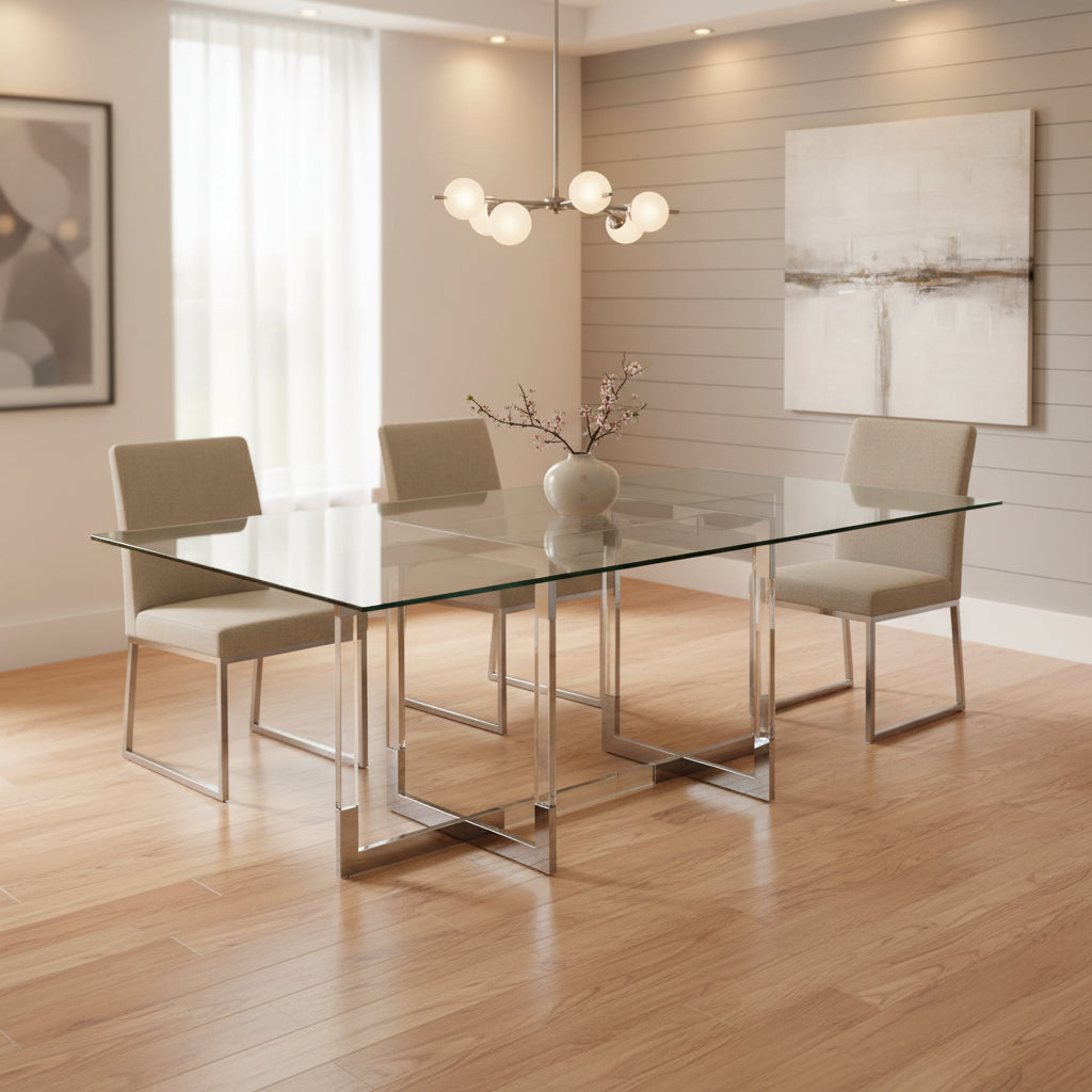Somette Amanda 72 Dining Table with Floating Acrylic Base - 42x 72
