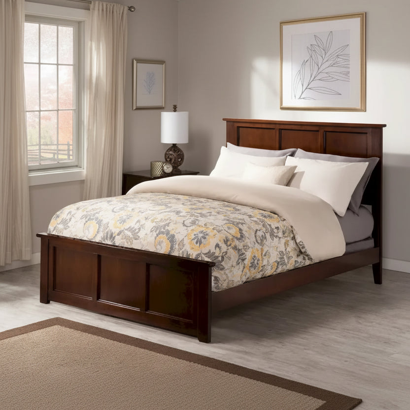 Madison Queen Foundation Bed Frame with Matching Footboard in Walnut