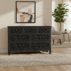 Commode en bois sculpté floral à 7 tiroirs