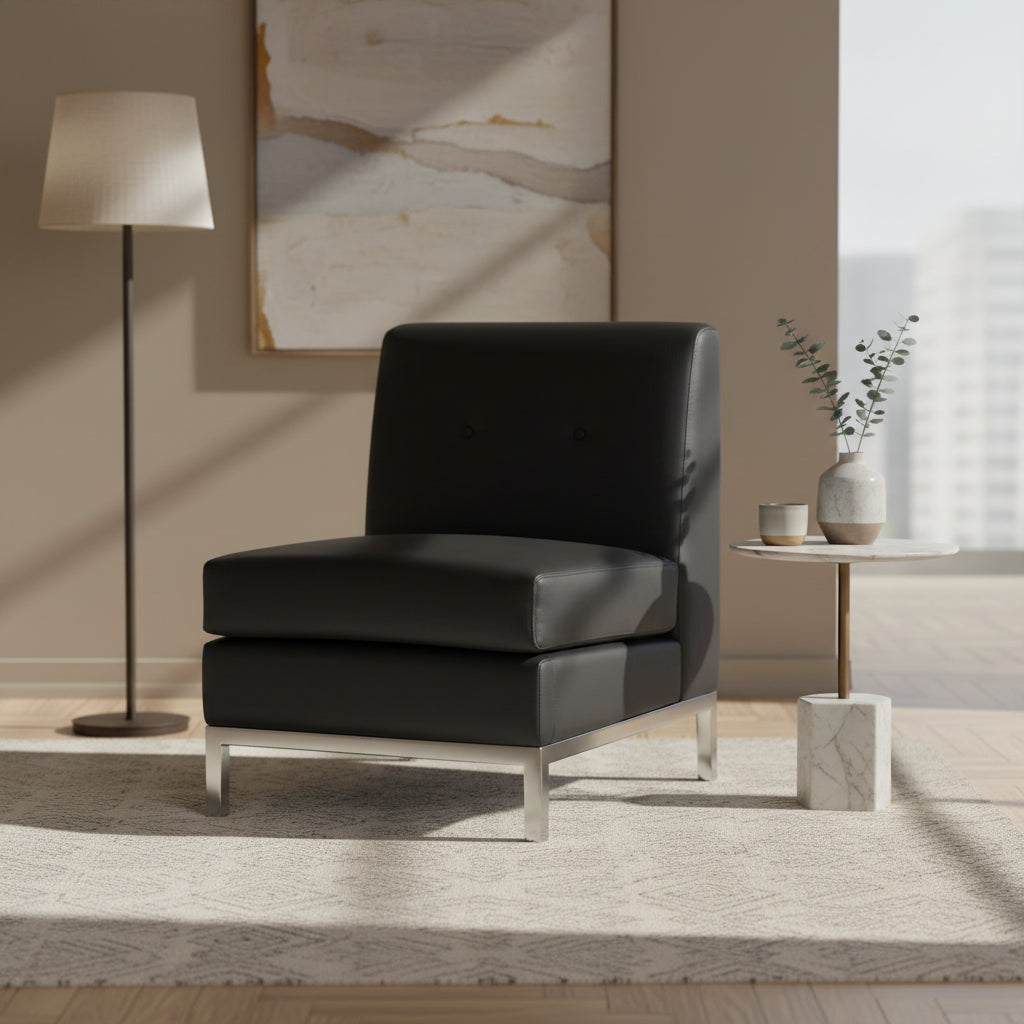 Wall Street Faux Leather Armless Chair